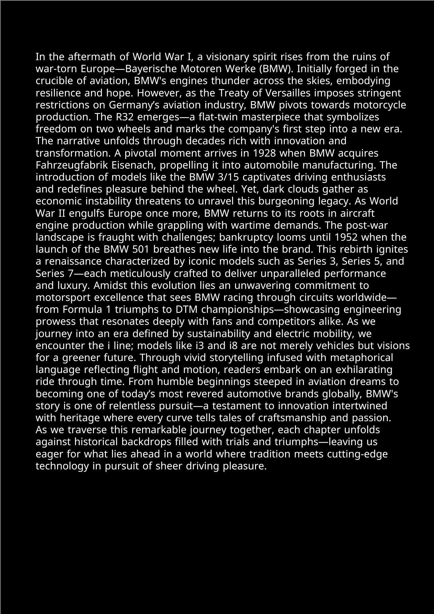 The BMW story